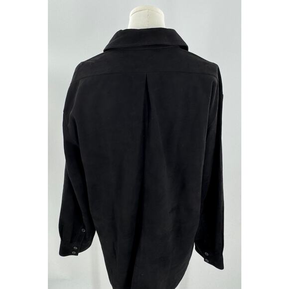 Quince Womens Black Suede Shirt Jacket Overshirt Shacket Medium Leather NWT - Picture 5 of 6